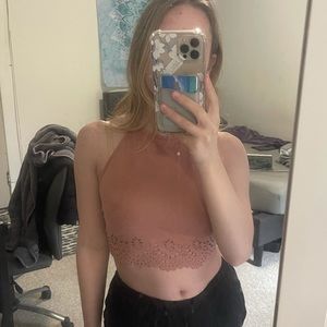 Faux Suede Pink Top w/ Cutouts